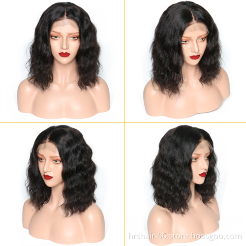 Pre Plucked Short Bob Full Lace Human Hair Wigs For Black Women Wet Wavy Lace Front Wig With Baby Hair Bleached Knots